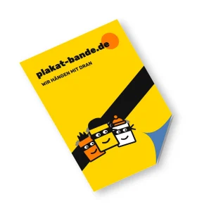Plakat auf Affichenpapier, Eselsohr mit blauer Rückseite